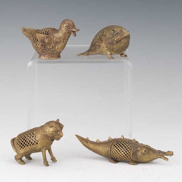 NEAR ANTIQUE FOUR PATINATED BRASS