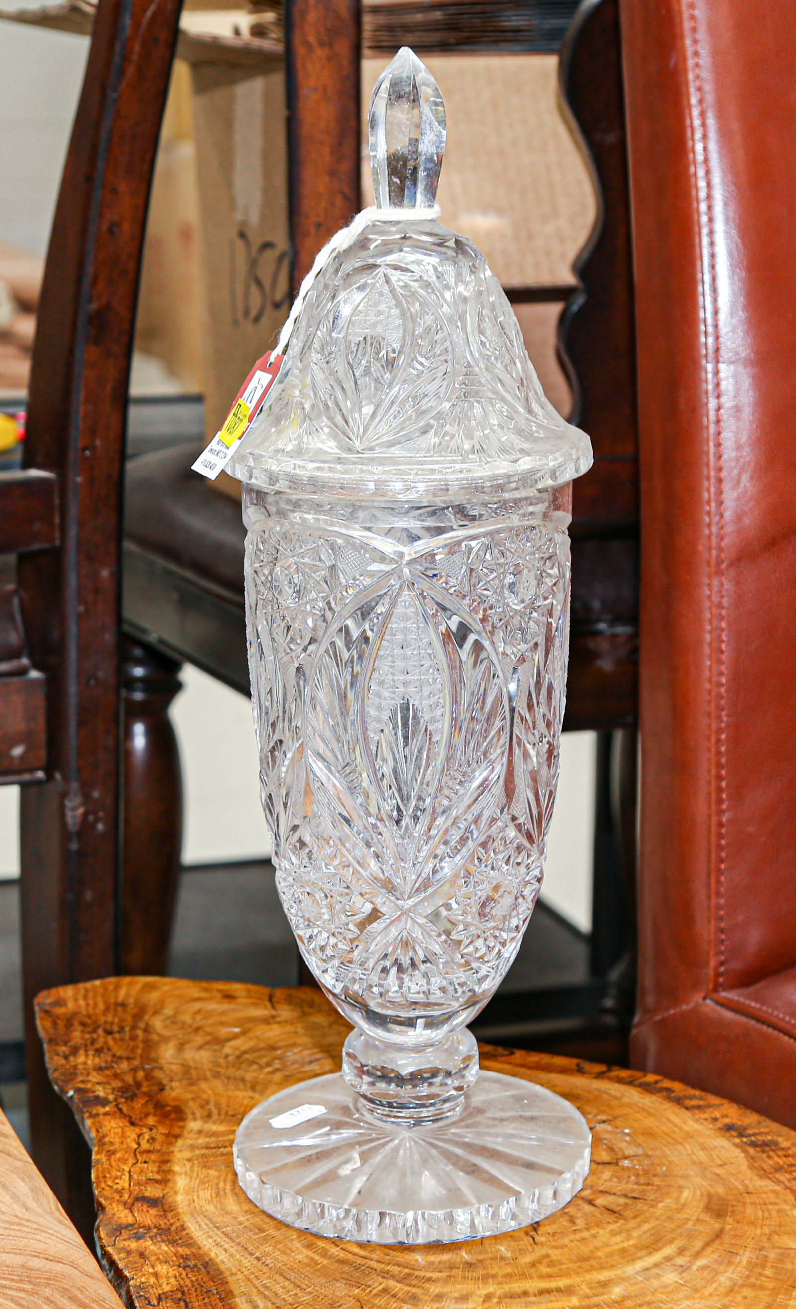 NEAR CUT LIDDED JAR 17 in. H.