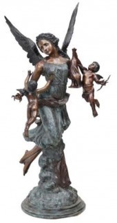 NEAR-LIFE SIZE BRONZE ANGEL FO