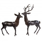 NEAR LIFE SIZE BUCK & DOE BRON