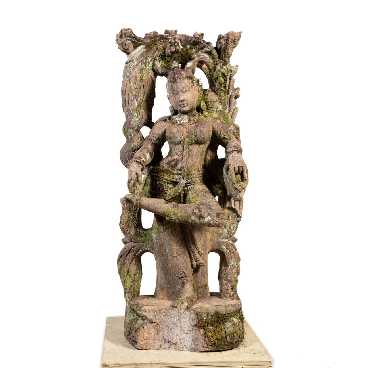 NEAR LIFE SIZE CARVED RED SANDSTONE