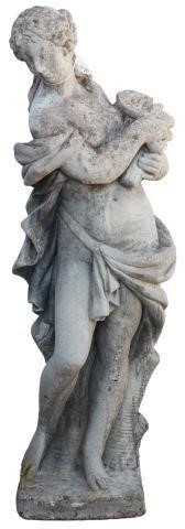 NEAR LIFE-SIZE STONE STATUE OF