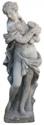 NEAR LIFE-SIZE STONE STATUE OF