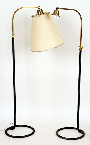 NEAR PAIR BRASS IRON FRENCH FLOOR