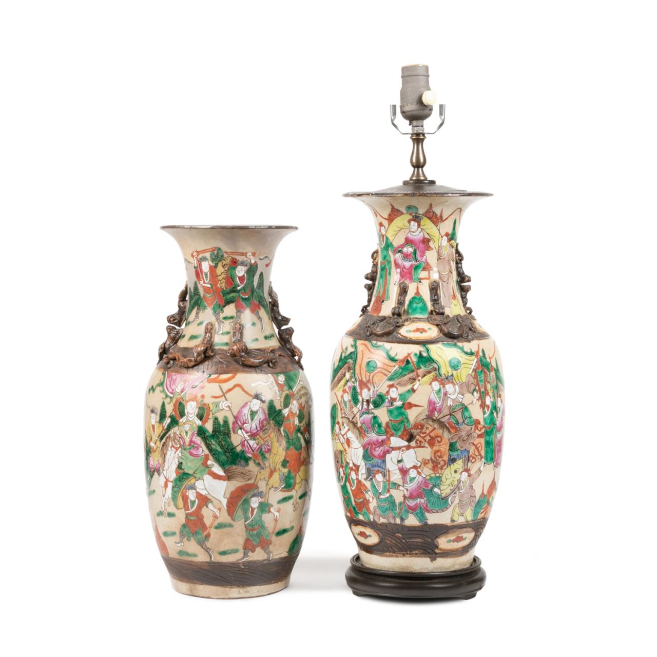 NEAR PAIR CHINESE WARRIOR VASES,