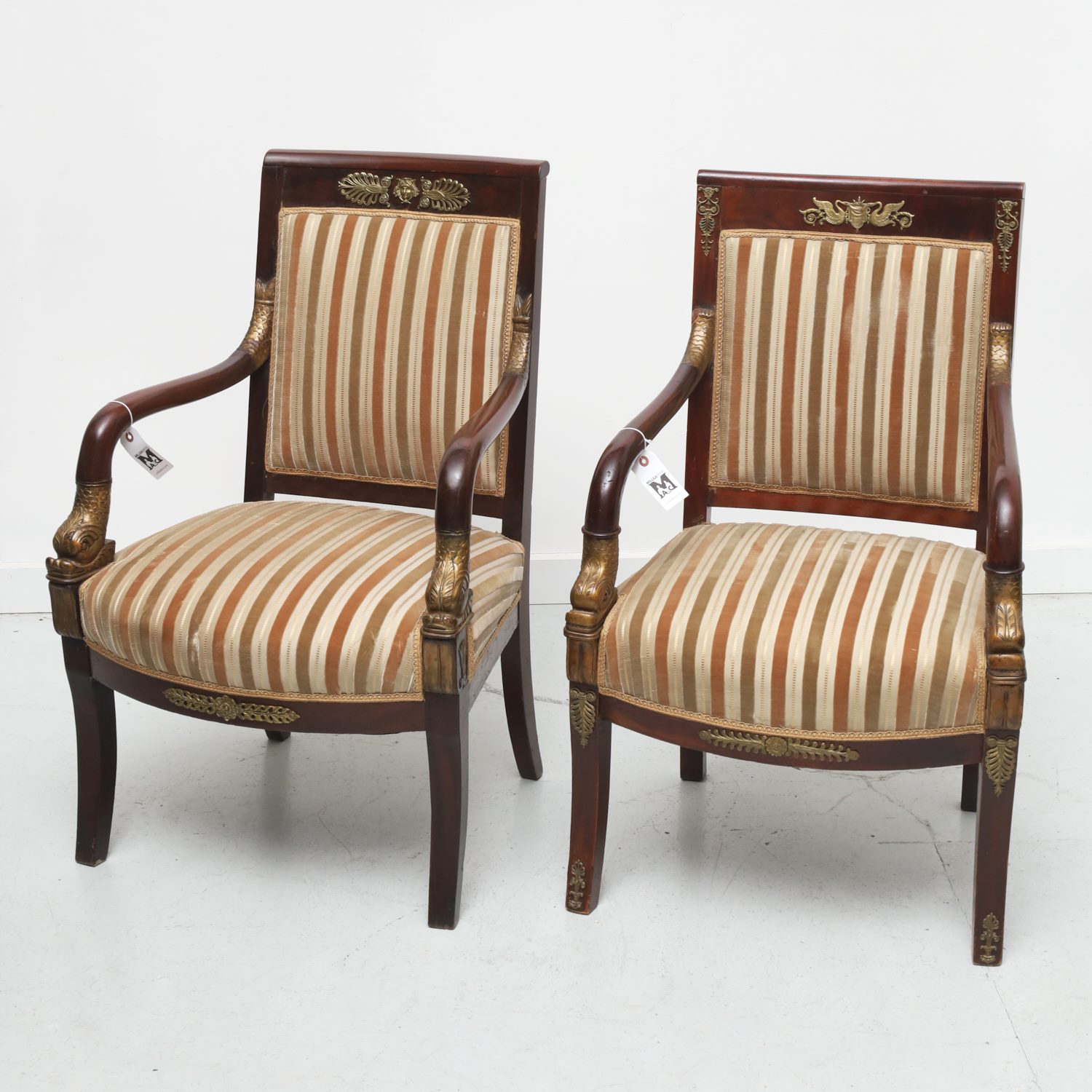 NEAR PAIR EMPIRE STYLE CARVED