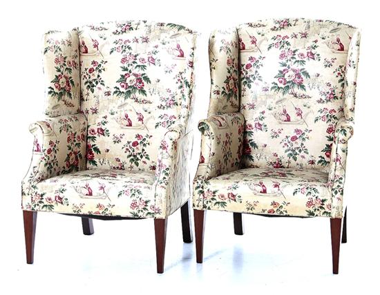 Near pair Federal style upholstered