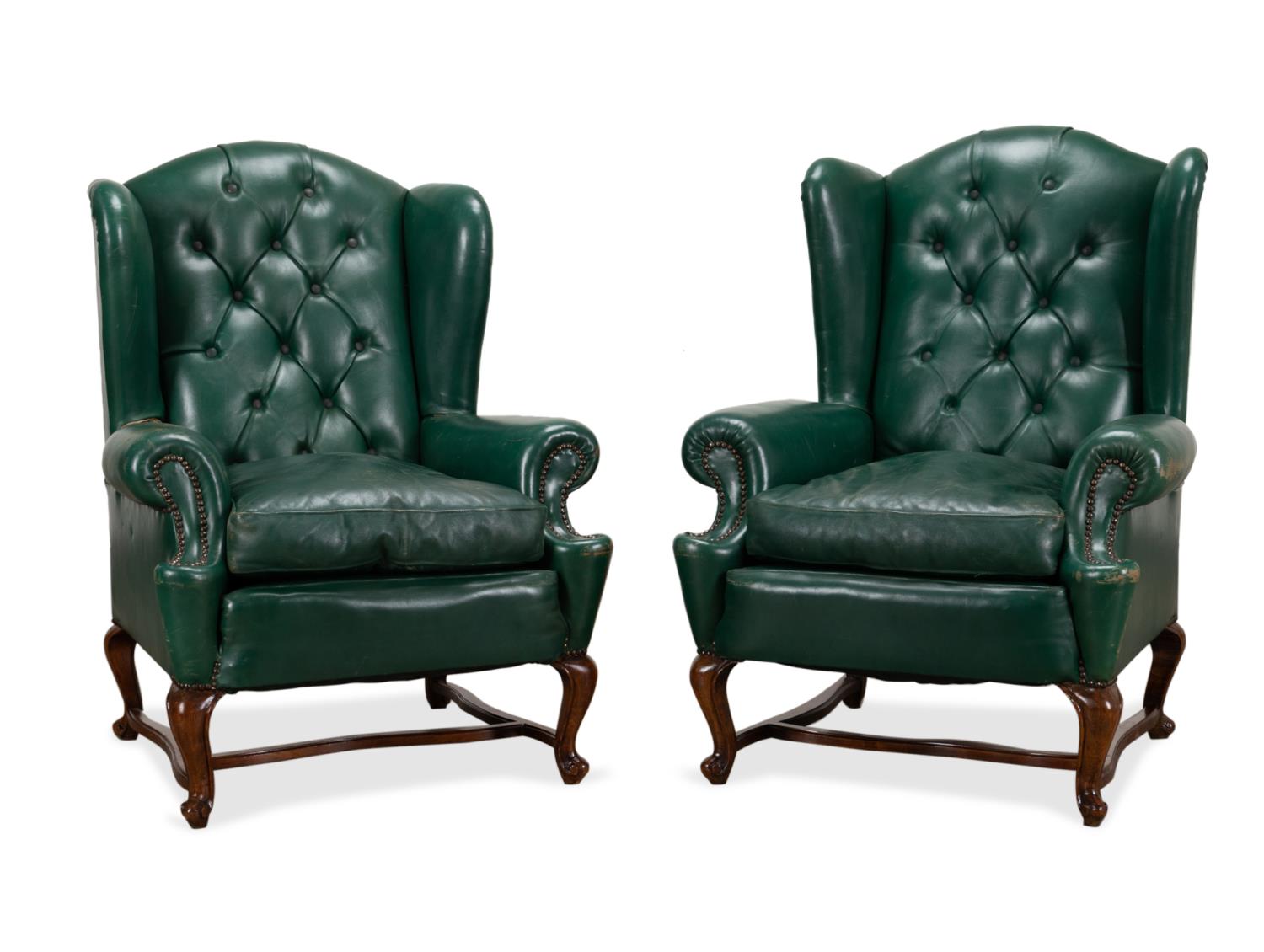 NEAR PAIR GREEN LEATHER WINGBACK