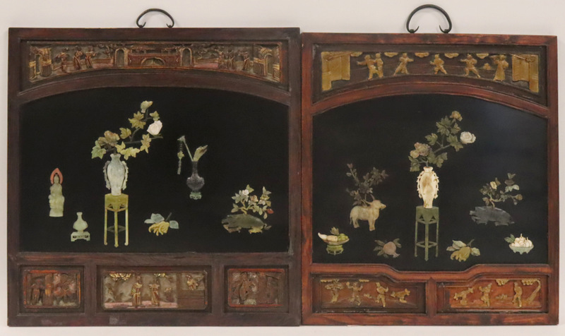 NEAR PAIR OF CHINESE HARDSTONE