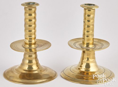 NEAR PAIR OF ENGLISH BRASS