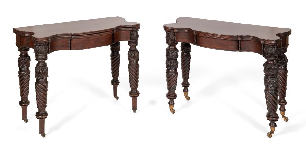 NEAR-PAIR OF FEDERAL CARD TABLES