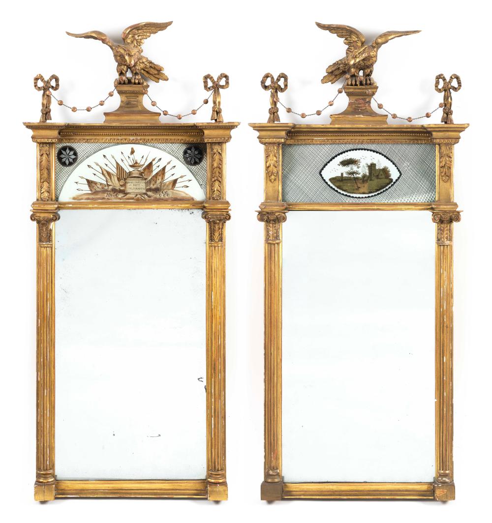 NEAR-PAIR OF FEDERAL GILT MIRRORS