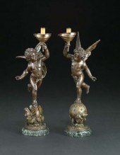 Near-Pair of French Bronze-Pat