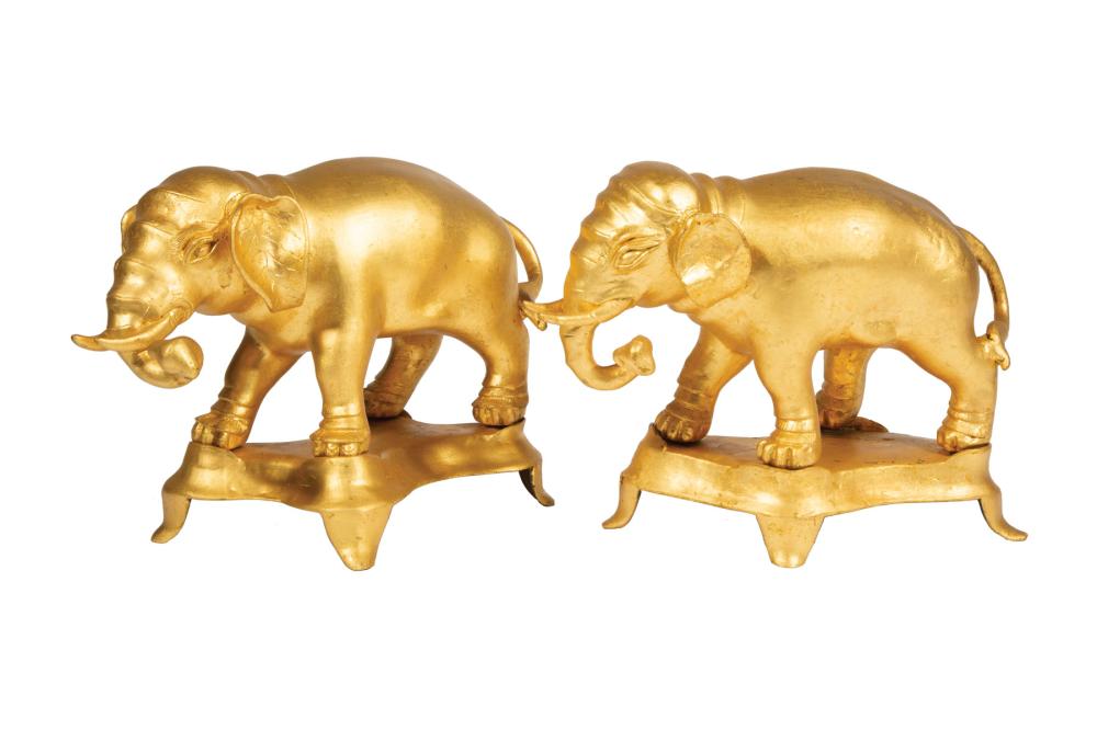 NEAR PAIR OF GILT BRONZE FIGURES OF