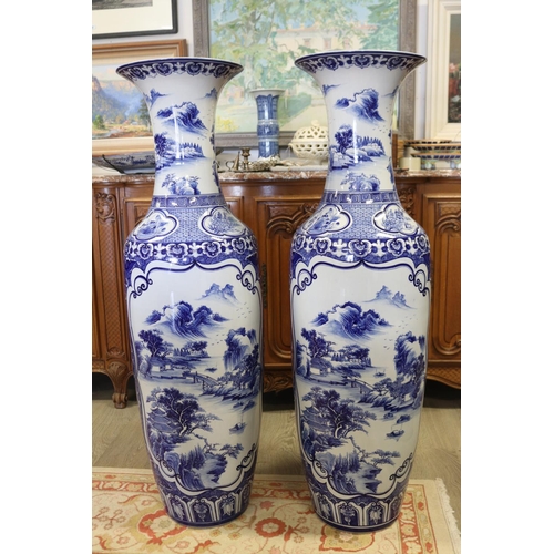 Near pair of large blue and white