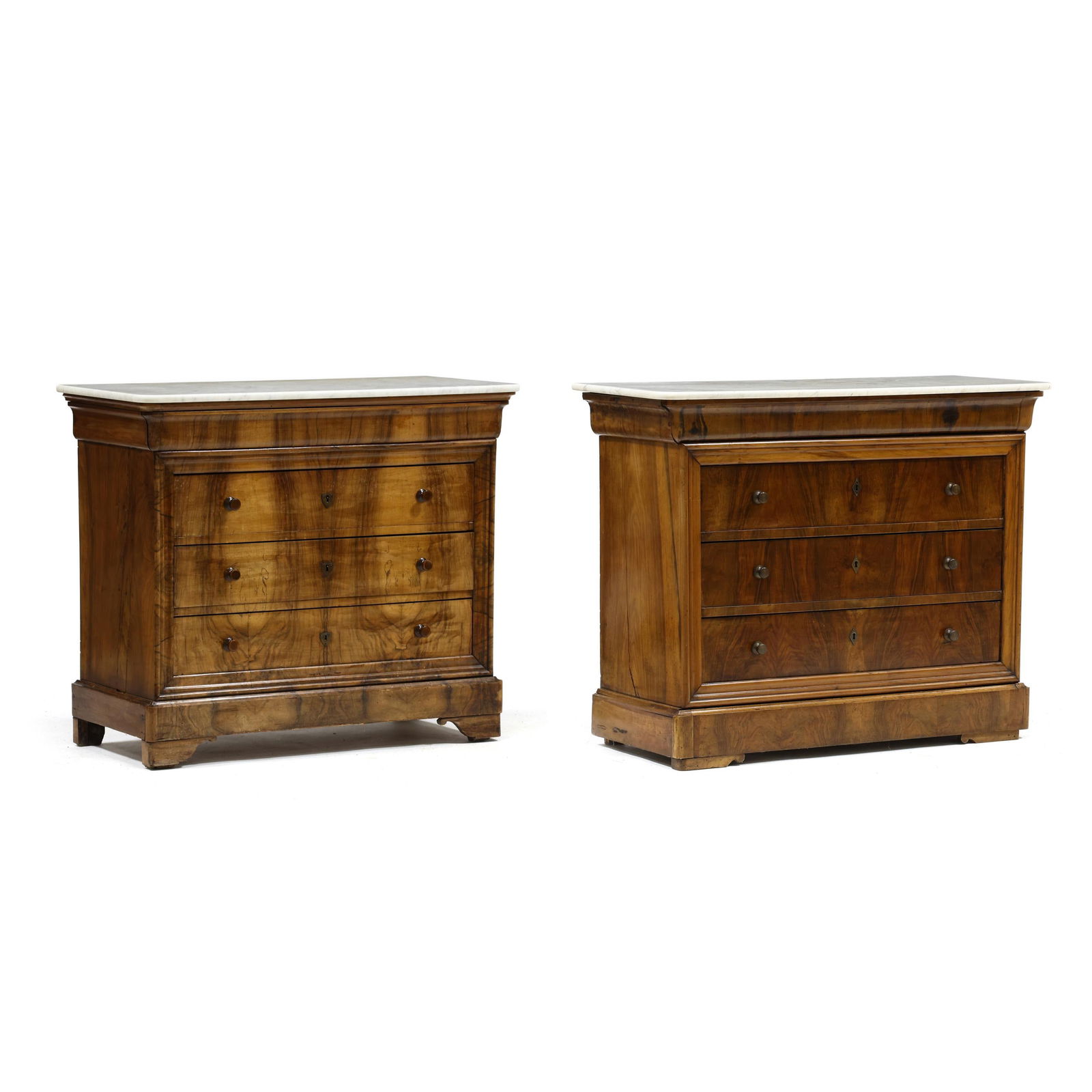 NEAR PAIR OF MARBLE TOP LOUIS