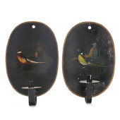 NEAR PAIR OF TOLE PHEASANT WAL