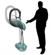 NEARLY-LIFESIZE BRONZE CRANE W
