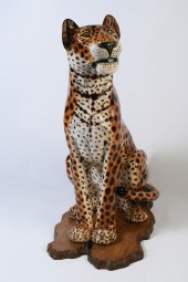 NEARLY LIFESIZE LEOPARD CERAMI