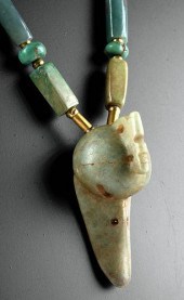 NECKLACE W/ OLMEC JADE BEADS,