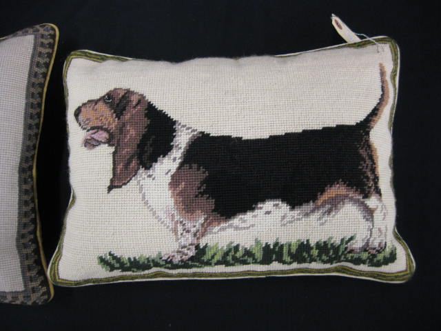 Needlepoint Pillow of a Basset