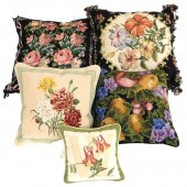 NEEDLEPOINT PILLOWS, FIVE PIEC