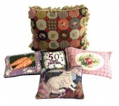 NEEDLEPOINT PILLOWS, FIVE PILL