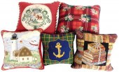 NEEDLEPOINT PILLOWS, FIVE PILL