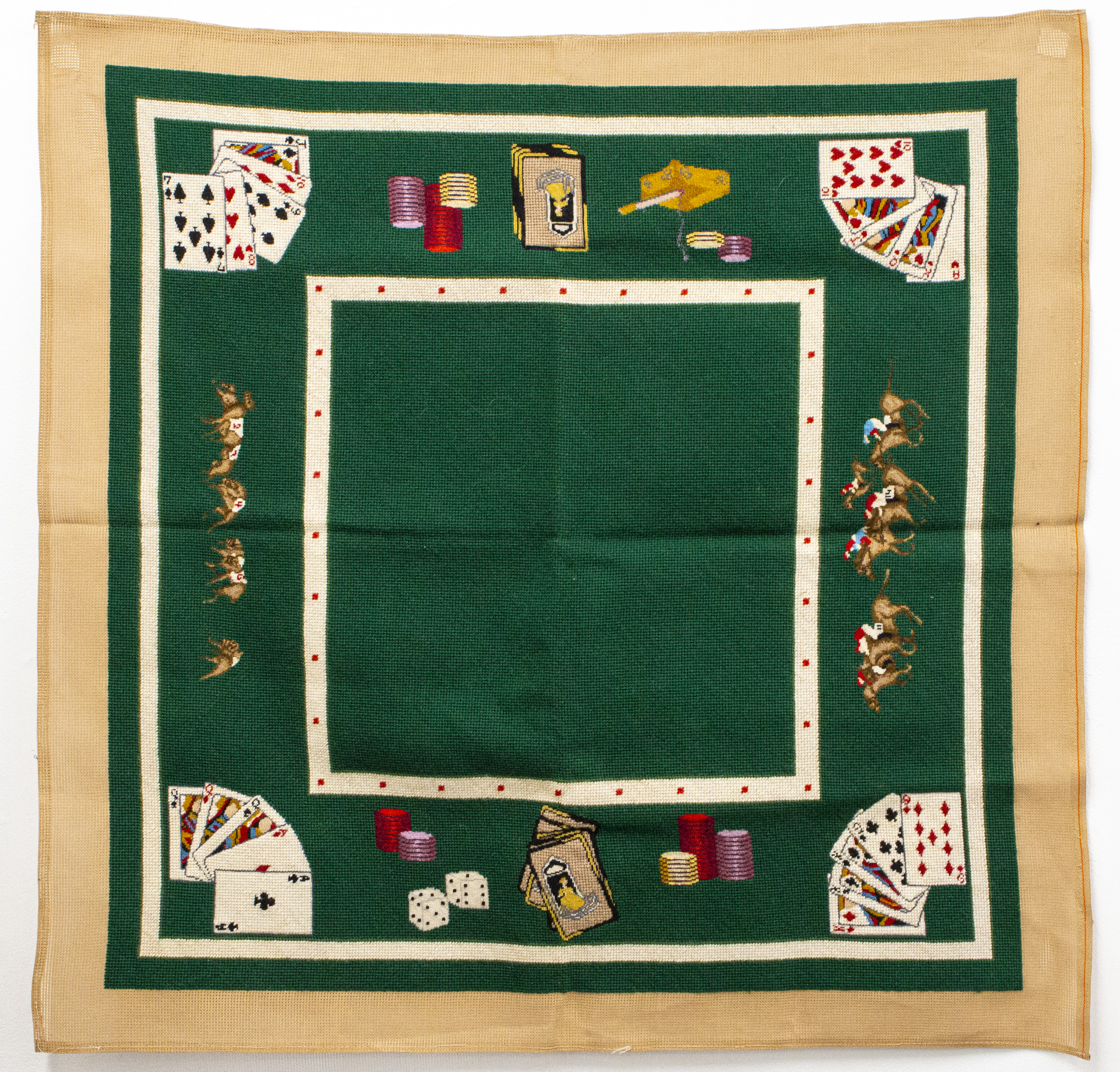 NEEDLEPOINT "POKER NIGHT" TABLE