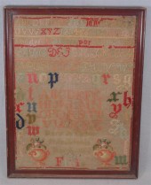 Needlepoint sampler, alpabet a