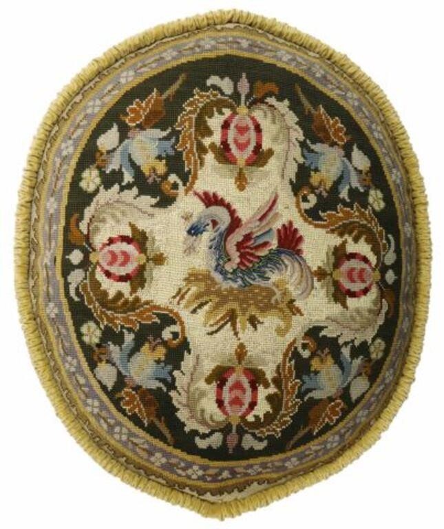 NEEDLEPOINT & SMOCKED VELVET PILLOW