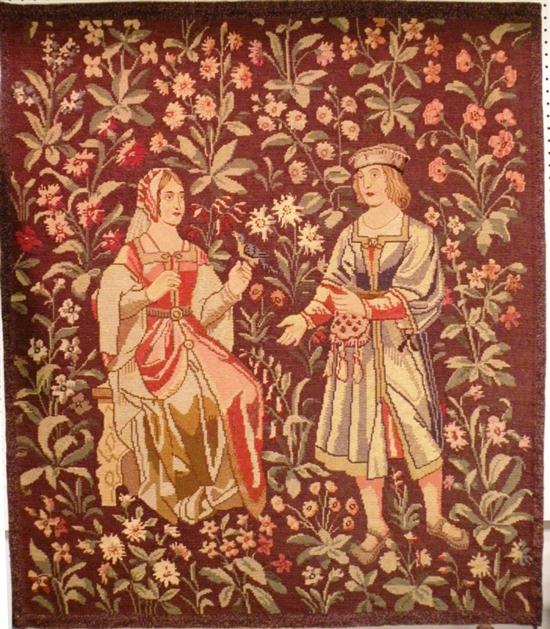 Needlepoint tapestry depiction of