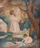 NEEDLEWORK AND PAINTED SILK PA