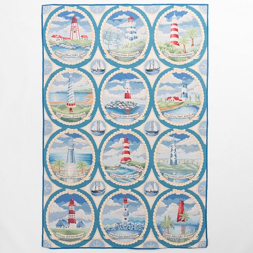 NEEDLEWORK CARPET OF LIGHTHOUSES,