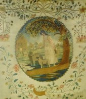 NEEDLEWORK PICTURE, 19TH C., S