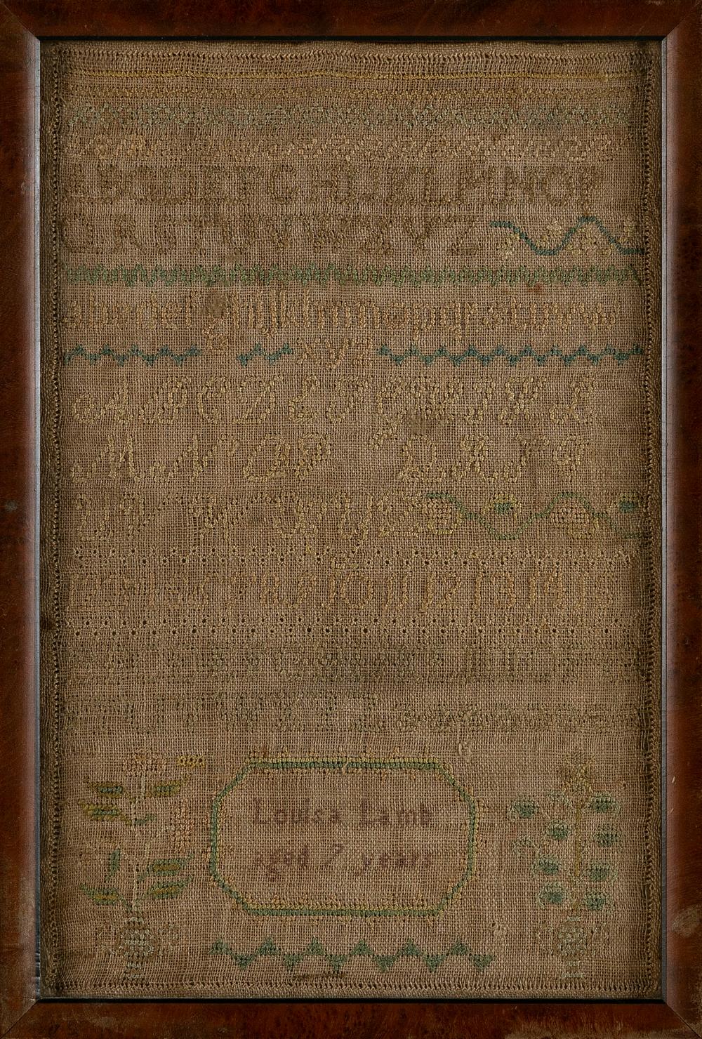 NEEDLEWORK SAMPLER 19TH CENTURY 12"
