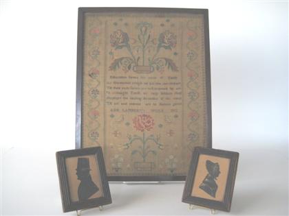 Needlework sampler and two