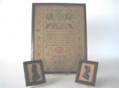 Needlework sampler and two sil