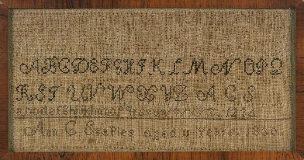NEEDLEWORK SAMPLER CIRCA 1830 8.25"