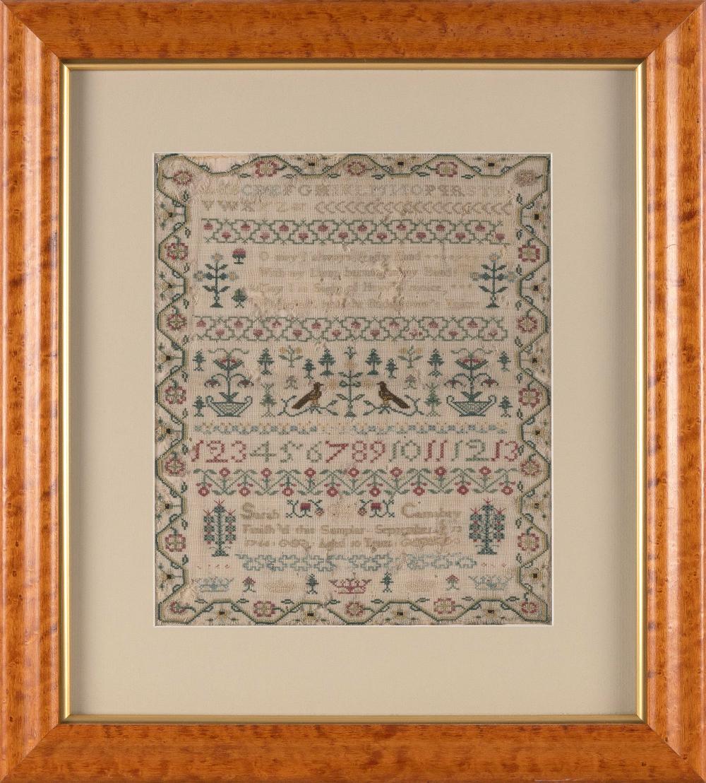 NEEDLEWORK SAMPLER DATED 1766 12" X