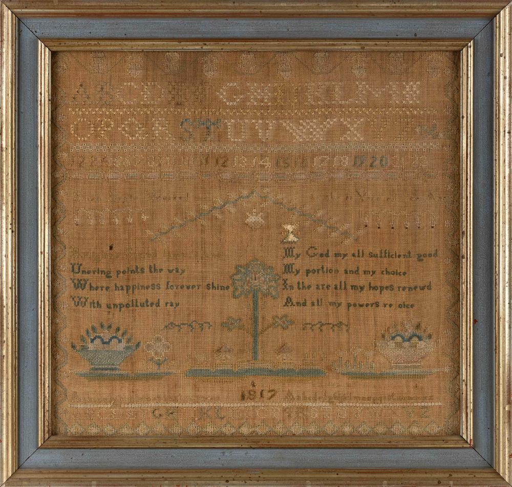 NEEDLEWORK SAMPLER DATED 1817 16” X