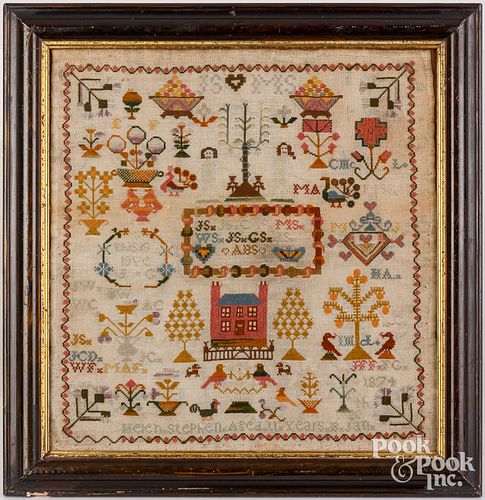 NEEDLEWORK SAMPLER, INSCRIBED HELEN