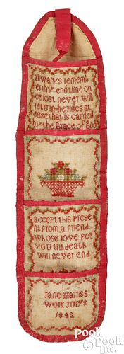 NEEDLEWORK SEWING POCKET, DATED
