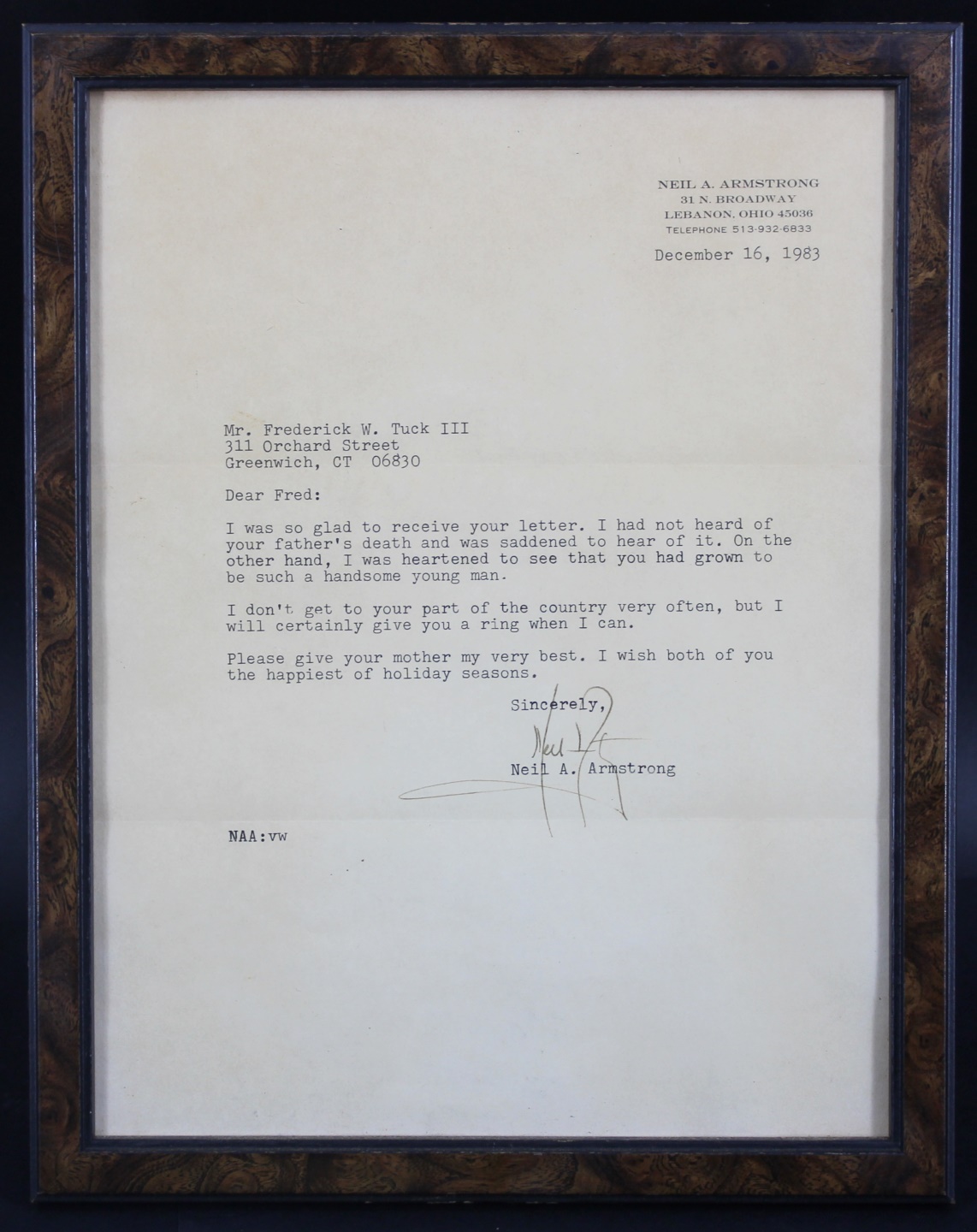 NEIL ARMSTRONG SIGNED LETTER 1983