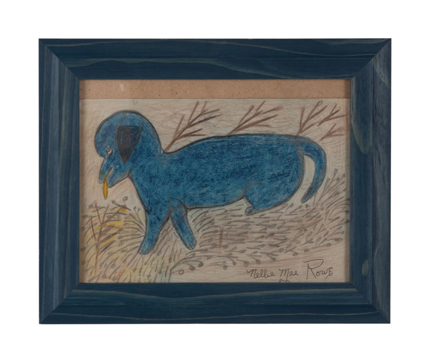 NELLIE MAE ROWE, 'BLUE DOG', FRAMED