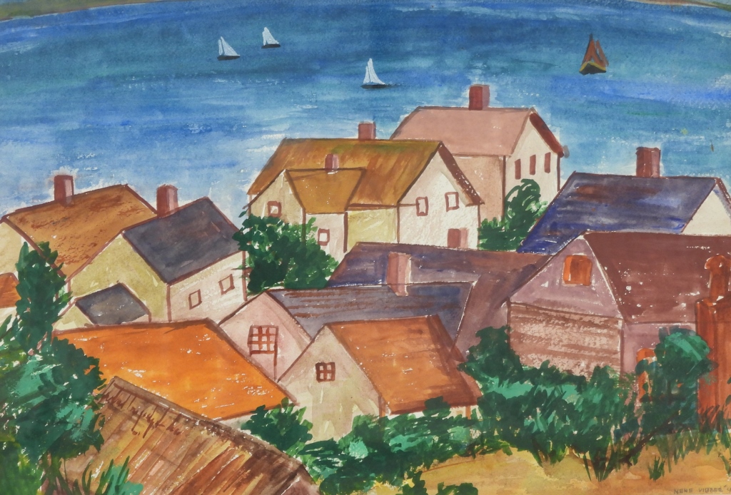 NENE VIBBER TOWNSCAPE WC PAINTING