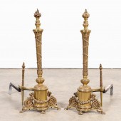 NEOCLASSICAL BRASS ANDIRONS, T