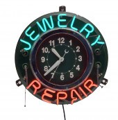 NEON ADVERTISING CLOCK, "JEWEL