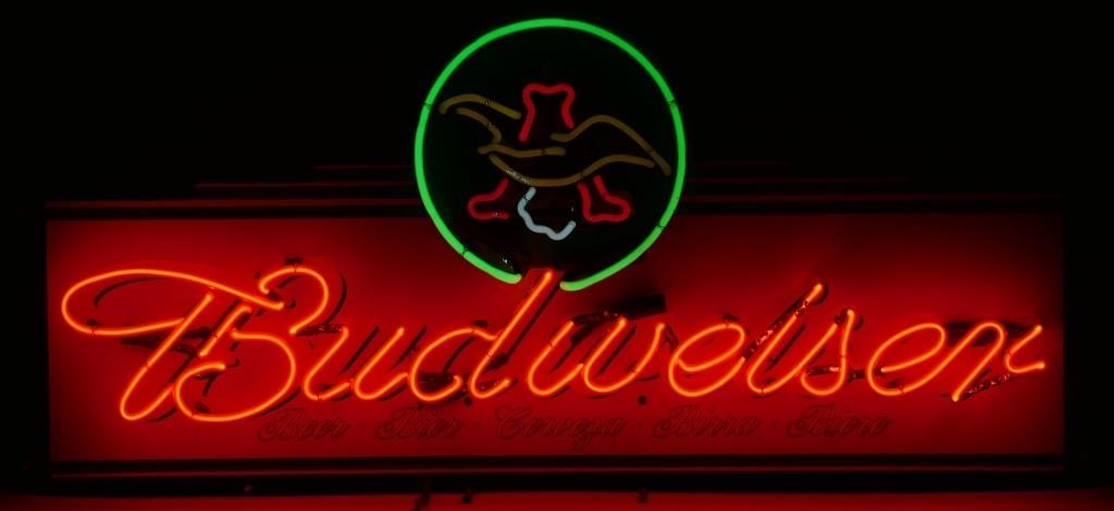 NEON SIGN, BUDWEISER, LARGE W/