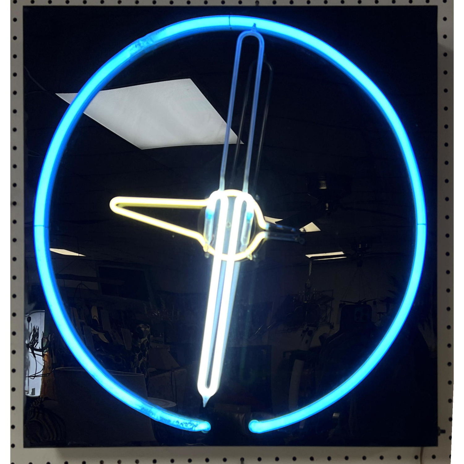 Neon Sign CLOCK on black plexiglass